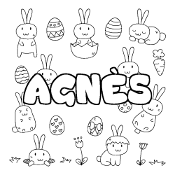 Coloring page first name AGNÈS - Easter background
