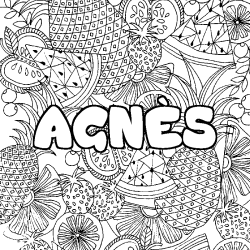 Coloring page first name AGNÈS - Fruits mandala background