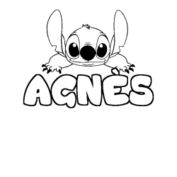 Coloring page first name AGNÈS - Stitch background