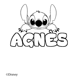 Coloring page first name AGNÈS - Stitch background