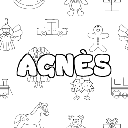 Coloring page first name AGNÈS - Toys background