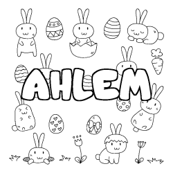 Coloring page first name AHLEM - Easter background