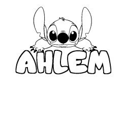 Coloring page first name AHLEM - Stitch background