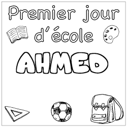 Coloring page first name AHMED - School First day background