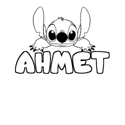 Coloring page first name AHMET - Stitch background