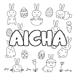 Coloring page first name AICHA - Easter background