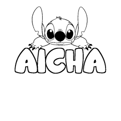 Coloring page first name AICHA - Stitch background
