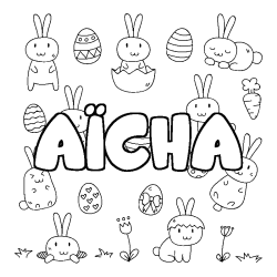 Coloring page first name AÏCHA - Easter background