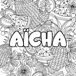 A&Iuml;CHA - Fruits mandala background coloring