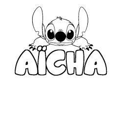 Coloring page first name AÏCHA - Stitch background