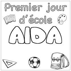 Coloring page first name AIDA - School First day background