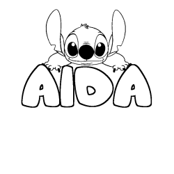 Coloring page first name AIDA - Stitch background