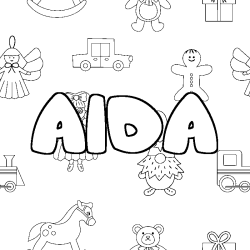 Coloring page first name AIDA - Toys background