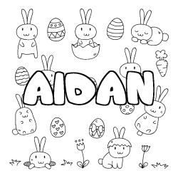 Coloring page first name AIDAN - Easter background