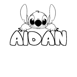 Coloring page first name AIDAN - Stitch background