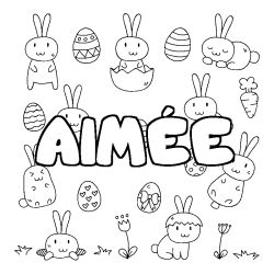 Coloring page first name AIMÉE - Easter background