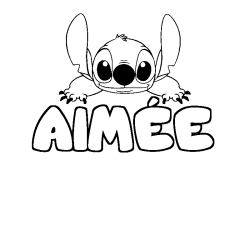 Coloring page first name AIMÉE - Stitch background