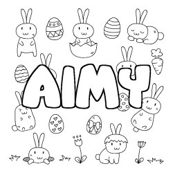 Coloring page first name AIMY - Easter background