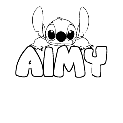 Coloring page first name AIMY - Stitch background