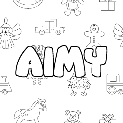 Coloring page first name AIMY - Toys background