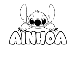 Coloring page first name AINHOA - Stitch background