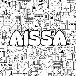Coloring page first name AISSA - City background