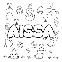 Coloring page first name AISSA - Easter background