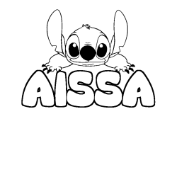 Coloring page first name AISSA - Stitch background