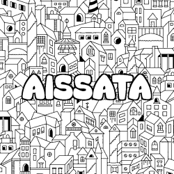 Coloring page first name AISSATA - City background