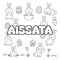 Coloring page first name AISSATA - Easter background