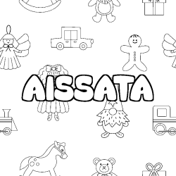 Coloring page first name AISSATA - Toys background