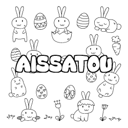 Coloring page first name AISSATOU - Easter background