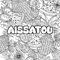 Coloring page first name AISSATOU - Fruits mandala background