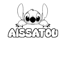 Coloring page first name AISSATOU - Stitch background