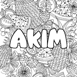 AKIM - Fruits mandala background coloring