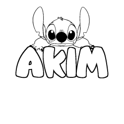Coloring page first name AKIM - Stitch background