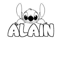 Coloring page first name ALAIN - Stitch background