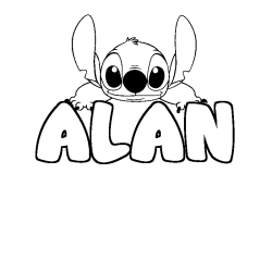 Coloring page first name ALAN - Stitch background