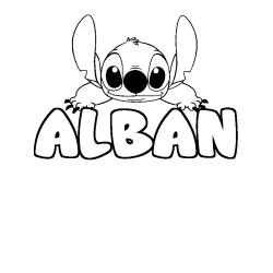 Coloring page first name ALBAN - Stitch background