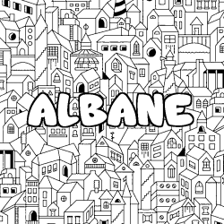 Coloring page first name ALBANE - City background
