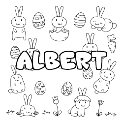 Coloring page first name ALBERT - Easter background