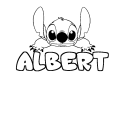 Coloring page first name ALBERT - Stitch background