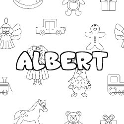 Coloring page first name ALBERT - Toys background