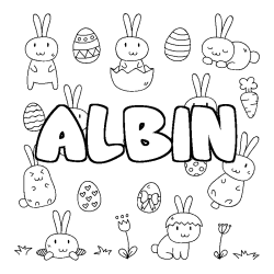 Coloring page first name ALBIN - Easter background