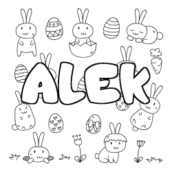 Coloring page first name ALEK - Easter background