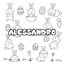 Coloring page first name ALESSANDRO - Easter background