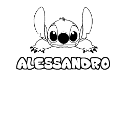 Coloring page first name ALESSANDRO - Stitch background