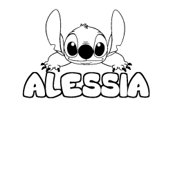 Coloring page first name ALESSIA - Stitch background