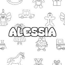 Coloring page first name ALESSIA - Toys background