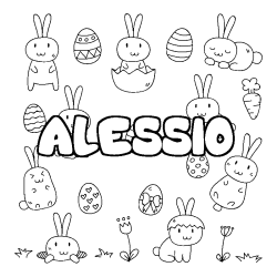 Coloring page first name ALESSIO - Easter background
